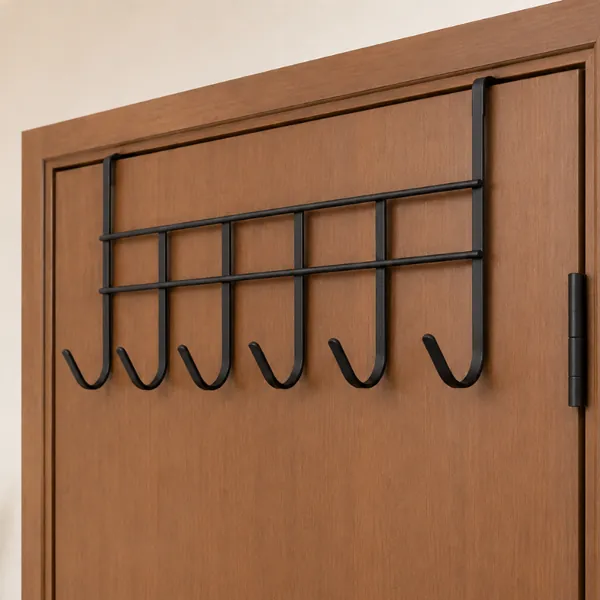 Cabide de porta de metal com 6 ganchos, 45 cm
