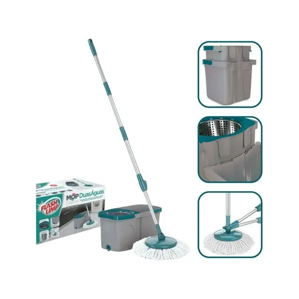 Flash Limp Mop Giratório Duas Águas Fit, cesto de inox (MOP7504)