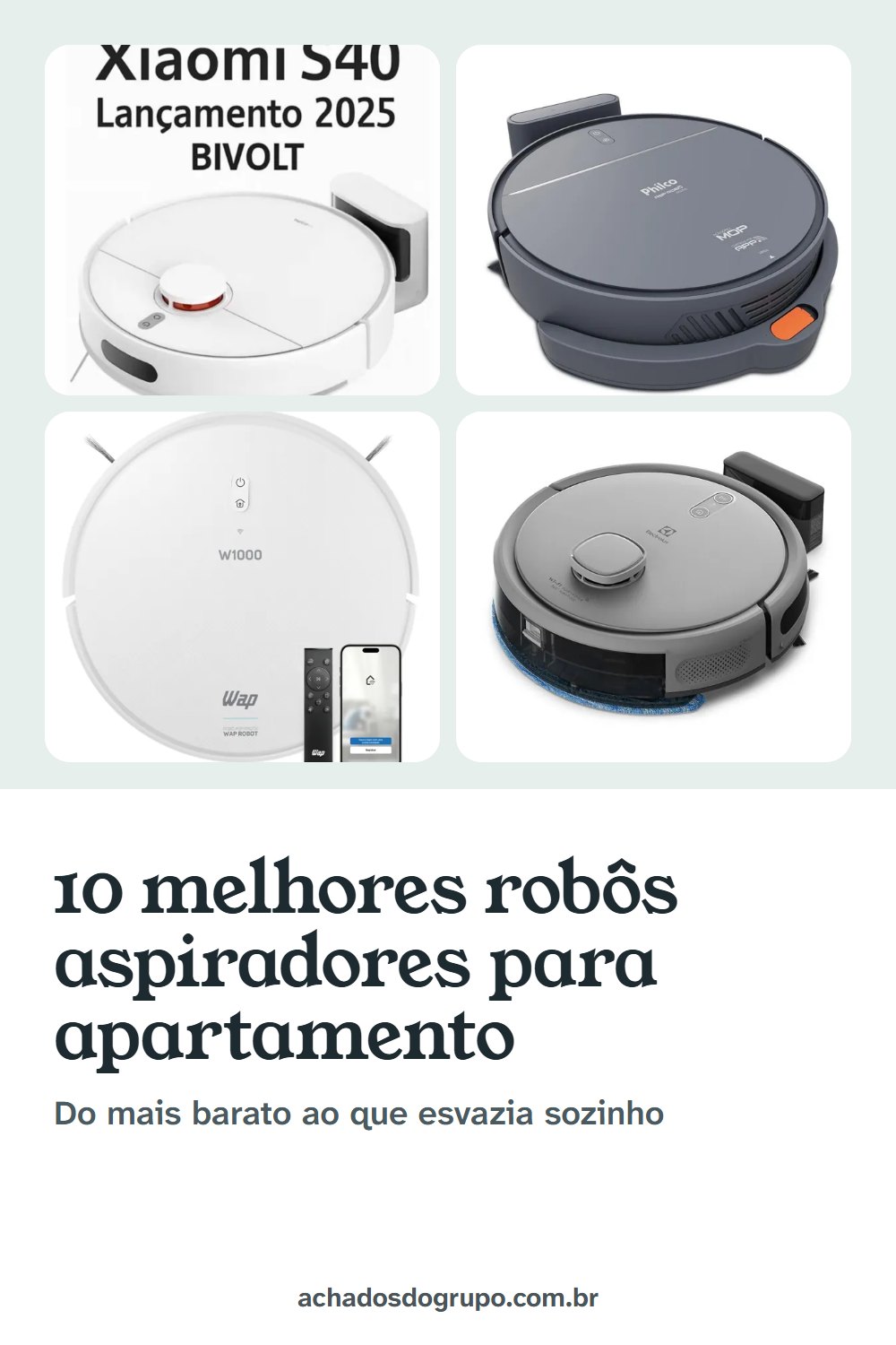 Imagem deste guia para salvar no Pinterest: Os 10 melhores robôs aspiradores para apartamento em 2026
